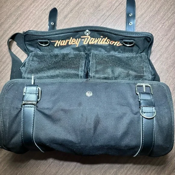 Harley-Davidson Canvas Motorcycle Roll Tool Kit Organizer Bag Ready for Sturgis! - Picture 7 of 13
